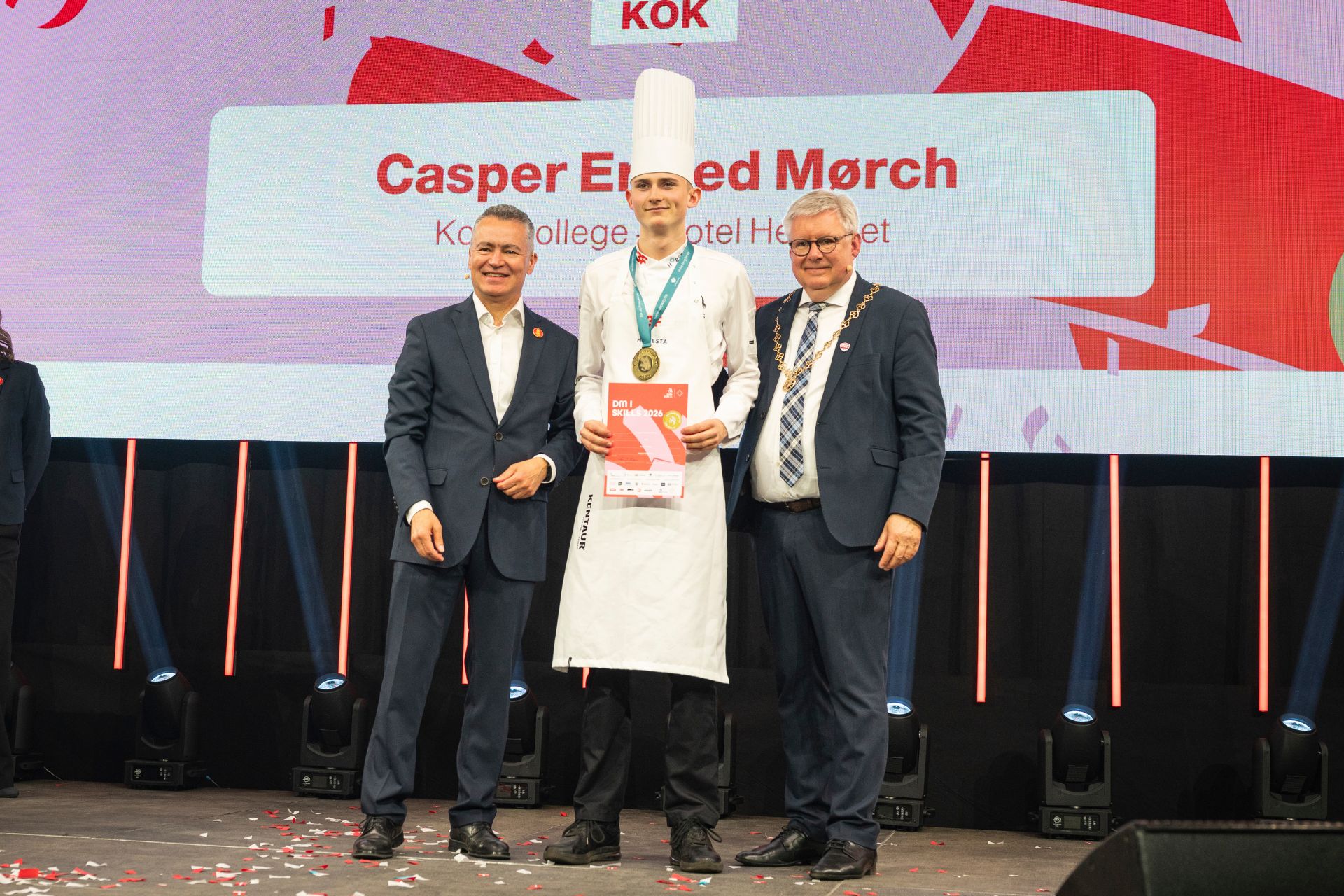 Vinder af DM i Skills 2026 i disciplinen "Kok" - Casper Ersted Mørch fra Kold College, som til dagligt er kokkeelev ved Hotel Hesselet. Foto: Arek Pedersen.